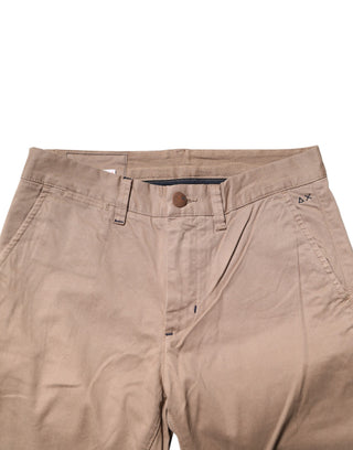 Beige Cotton Mid Waist Straight Men Chino Trouser Pants