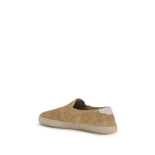 Beigefarbene Espadrilles aus Kalbsleder (Bos Taurus)