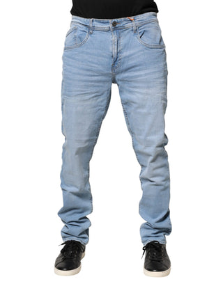 Jeans ajustados de mezclilla Twister de cintura media azul claro para hombre