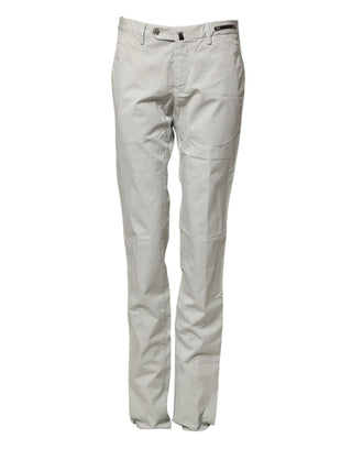 Hellgraue Herren-Chino-Hose mit geradem Bein und mittelhohem Bund