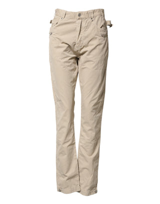 Beige Jeans aus Baumwolle mit geradem Schnitt und mittlerer Bundhöhe für Herren