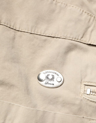 Jeans rectos de mezclilla para hombre de algodón beige de cintura media