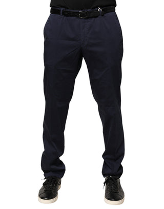 Marineblaue, schmale Chino-Hose für Herren, mittelhoher Bund