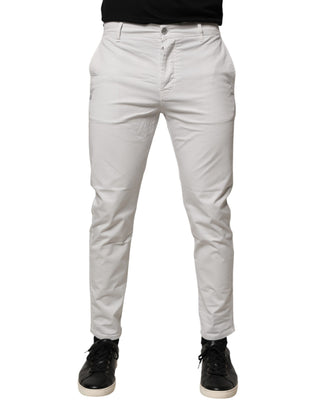 Weiße schmale Herren-Jeans aus Baumwolle mit mittlerer Bundhöhe