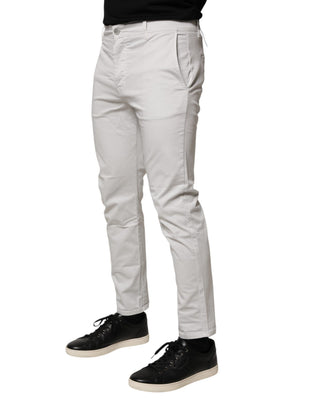 Weiße schmale Herren-Jeans aus Baumwolle mit mittlerer Bundhöhe