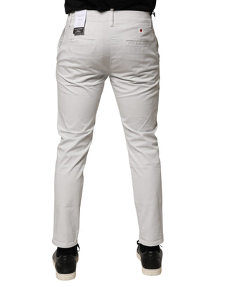 Weiße schmale Herren-Jeans aus Baumwolle mit mittlerer Bundhöhe