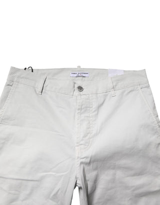 Weiße schmale Herren-Jeans aus Baumwolle mit mittlerer Bundhöhe