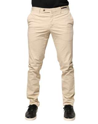 Beige Chino-Hose für Herren, schmal geschnitten, mittlere Bundhöhe