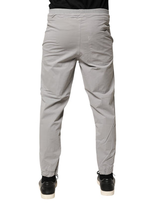 Light Gray Cotton Mid Waist Skinny Men Jogger Trouser Pants