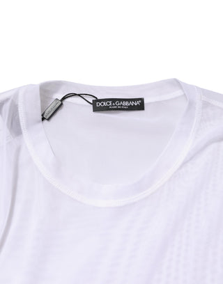 Camiseta blanca de nailon para hombre de manga larga y cuello redondo