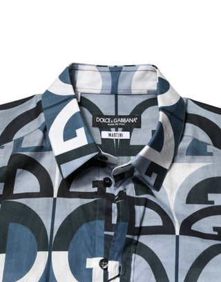 Blue MARTINI Long Sleeves Casual Logo Shirt