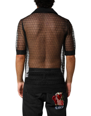 Polo casual negro transparente de manga corta