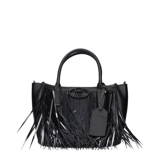 Schwarze Lederhandtasche