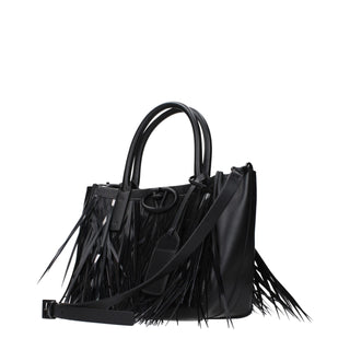 Schwarze Lederhandtasche