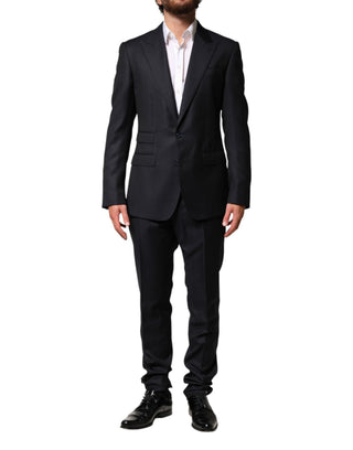 Traje de hombre de 2 piezas de lana negra con solapa simple