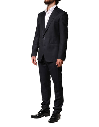 Traje de hombre de 2 piezas de lana negra con solapa simple