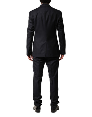 Traje de hombre de 2 piezas de lana negra con solapa simple
