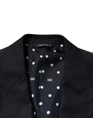 Traje de hombre de 2 piezas de lana negra con solapa simple