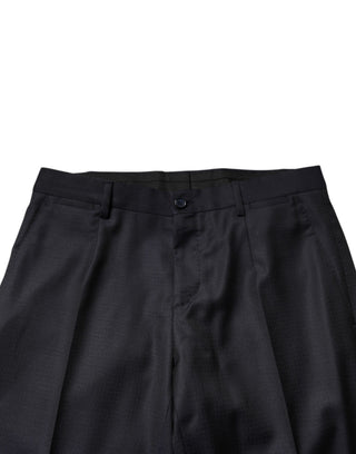 Traje de hombre de 2 piezas de lana negra con solapa simple