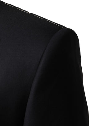 Blue Wool Single Breasted 3 Piece Men Suit