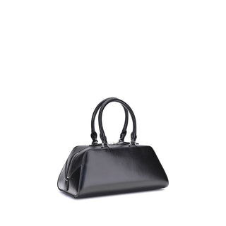 Handtasche aus schwarzem Kalbsleder (Bos Taurus)
