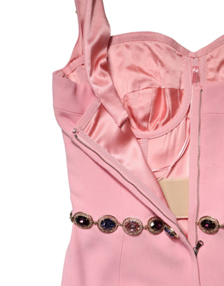 Vestido largo sirena ajustado rosa con cristales