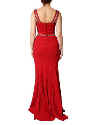 Vestido sirena ajustado rojo adornado