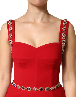 Vestido sirena ajustado rojo adornado