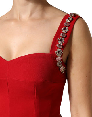 Vestido sirena ajustado rojo adornado
