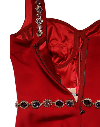 Vestido sirena ajustado rojo adornado