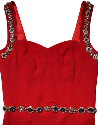 Vestido sirena ajustado rojo adornado