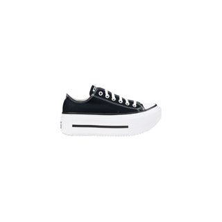 Black And White Fabric Platform Sneakers