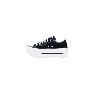 Schwarz-weiße Plateau-Sneaker aus Stoff