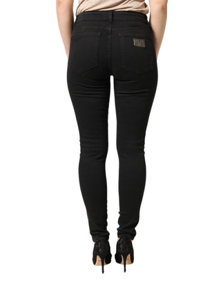 Jeans pitillo de mezclilla negra de algodón elástico