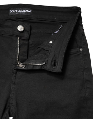 Jeans pitillo de mezclilla negra de algodón elástico