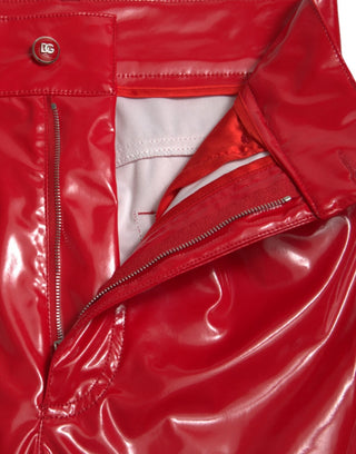 Pantalones ajustados de cintura alta rojos brillantes