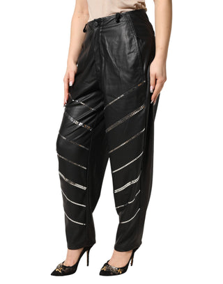 Pantalones cónicos negros con adornos