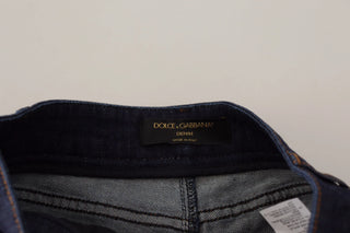 Pantalones cortos hot pants de mezclilla azul con cristal elástico