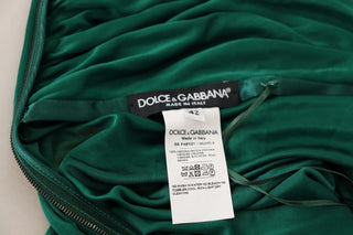 Dark Green High Waist Midi Skirt Pencil Cut Pleated