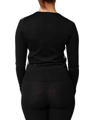 Schwarzer transparenter Cardigan mit Knöpfen