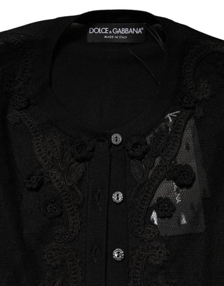 Schwarzer transparenter Cardigan mit Knöpfen