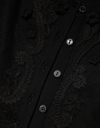 Schwarzer transparenter Cardigan mit Knöpfen