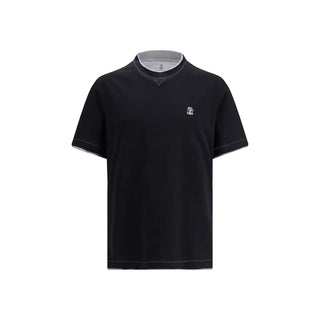 Schwarzes Baumwoll-T-Shirt