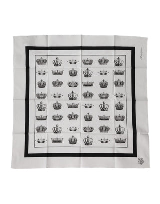 Fular cuadrado de algodón blanco Crown