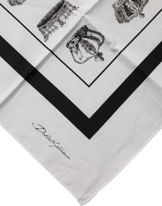 Fular cuadrado de algodón blanco Crown