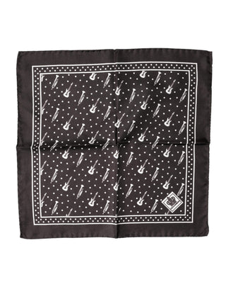 Pañuelo para hombre con estampado de guitarra y trompeta negro