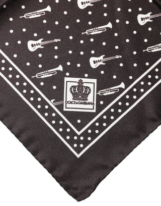 Pañuelo para hombre con estampado de guitarra y trompeta negro