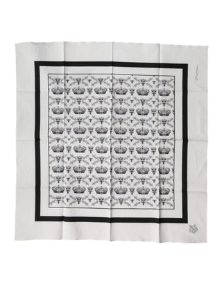 Fular cuadrado de algodón blanco Crown para hombre