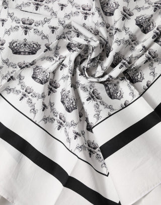 Fular cuadrado de algodón blanco Crown para hombre