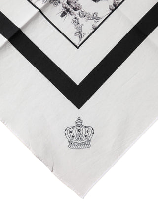 Fular cuadrado de algodón blanco Crown para hombre